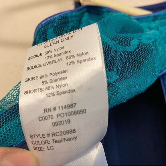 Revolution Dance Costume lyrical navy blue teal lace IN WAVES RC20988 LC - Picture 9 of 12